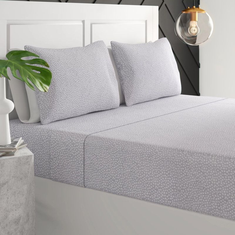 Ensemble de draps 100% coton Cozy, Ensemble de draps pour grand lit avec 2 taies d'or, Bleu forêt