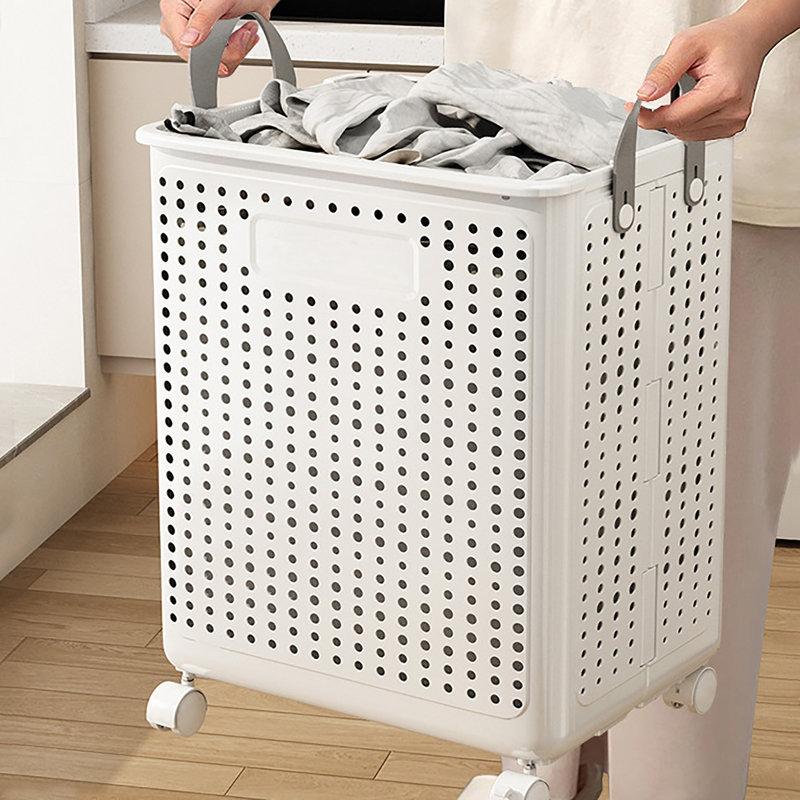 Plastic Rolling Laundry Hamper with Handles