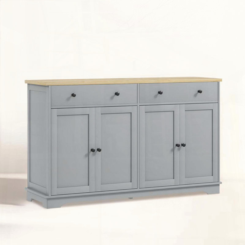 Nordic Buffet Cabinet with Drawers, Gray/Oak
