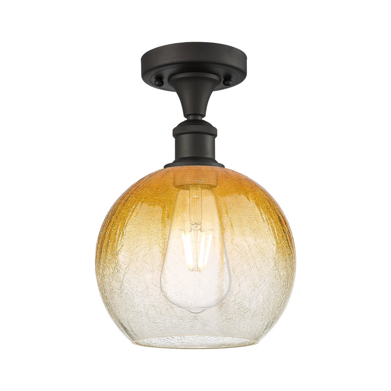 Appleton - 1 lumière - Abat-jour ambre Appleton - Plafonnier semi-encastré, Clear / Oil Rubbed Bronze