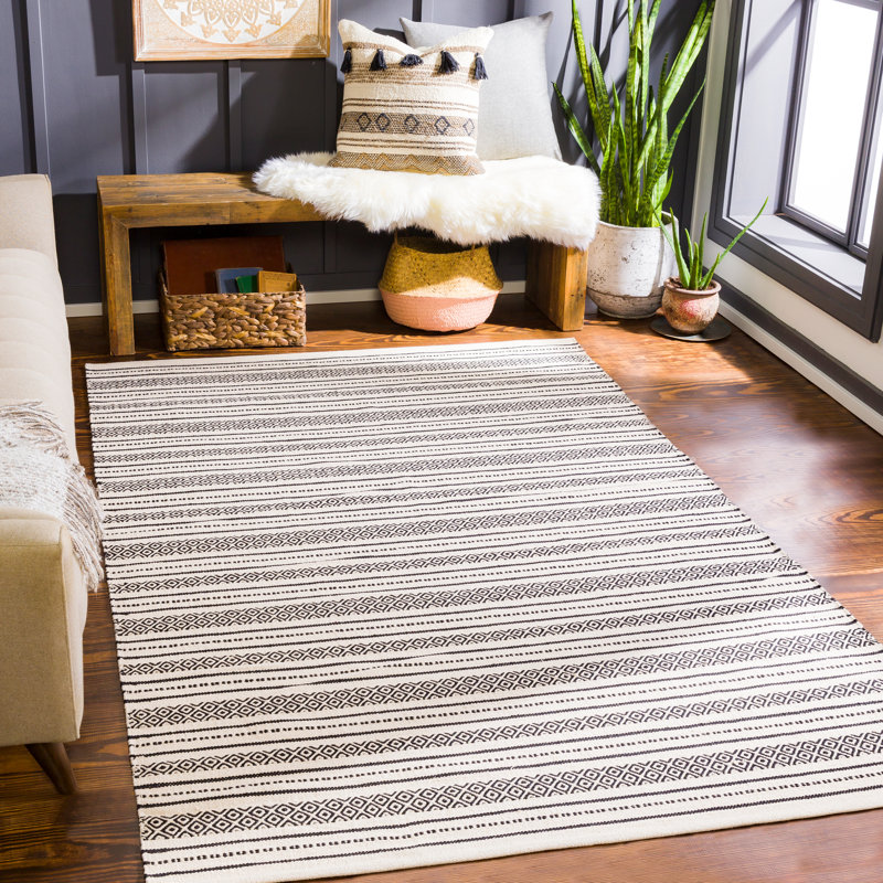 Courtdale Cotton Striped Indoor Rug, Rectangle 6' x 9'