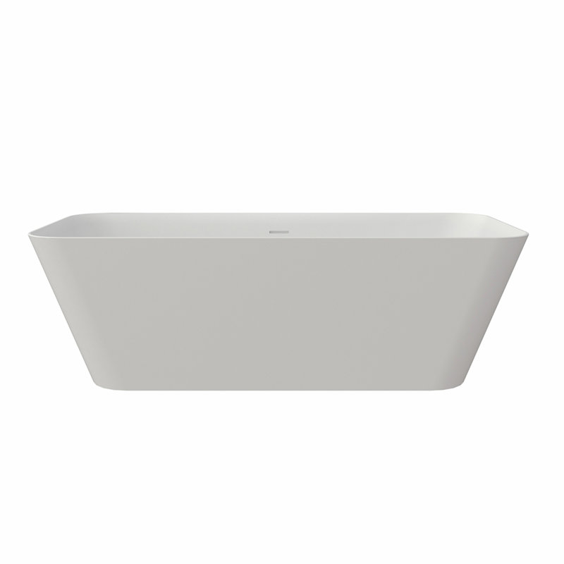 67 Inch Solid Surface Soaking Bathtub - Deep Soak Freestanding Tub