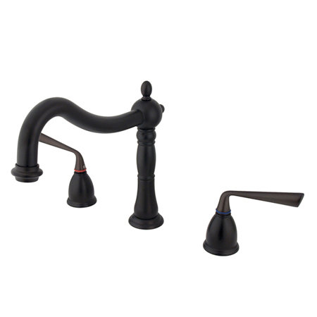 Robinet de baignoire romaine à deux poignées à fixation sur plateau 3 trous Kingston, Bronze huilé