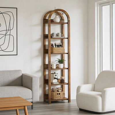 Storage Rack,6-Tier Bookshelf,Slim Arched Bookcase