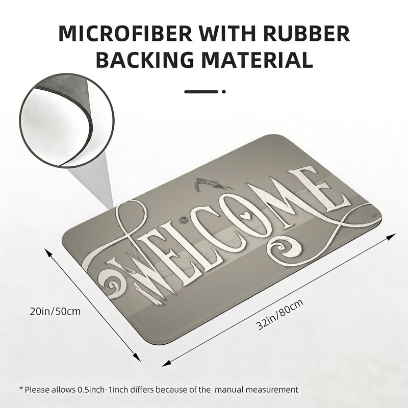 Paillasson Vintage Welcome Script 20 po x 32 po, usage domestique neutre