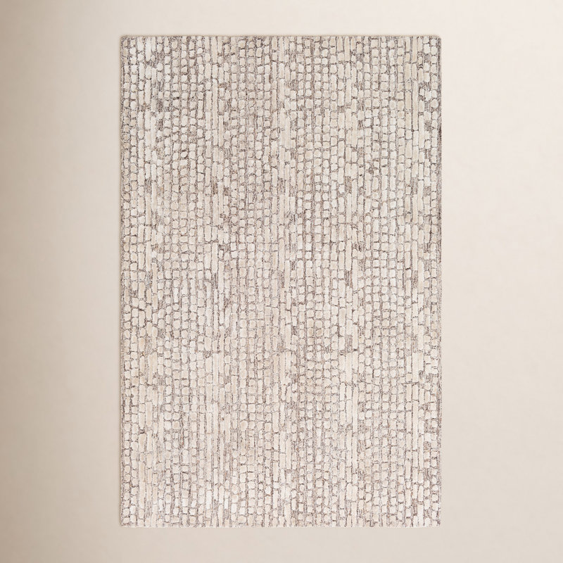 Tapis ivoire touffeté à la main Mulbury, Rectangle 8 pi x 10 pi