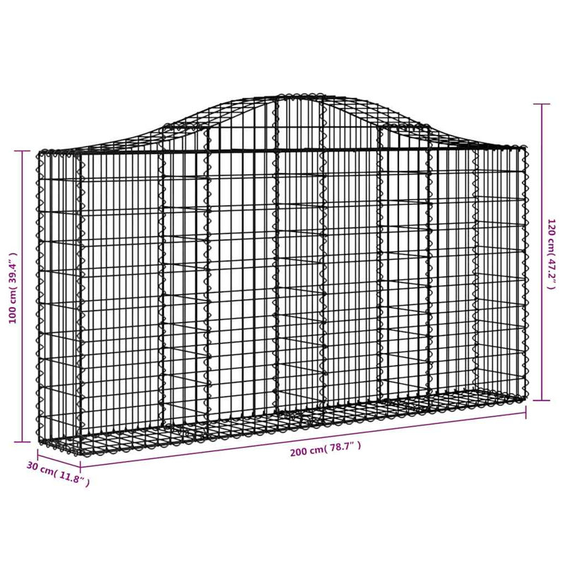 Ensemble de 13 paniers en fer galvanisé Vidaxl Gabion, H 3,9 pi x l 6,6 pi
