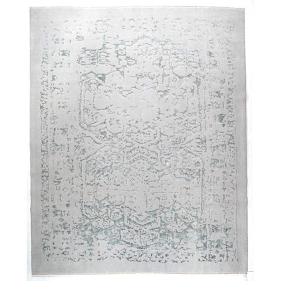 Kooherang Rug 8x10 Hand Knotted Wool Silk Area Rug, Turkish Contemporary Rug, Neutral Gray Rug, Luxury Handmade Carpet.