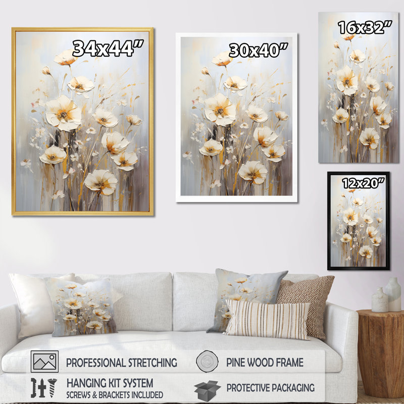 «Wildflowers Botanical Beauty III», reproduction sur toile, Cadre simple noir, H 40 po x l 30 po x P 1,5 po