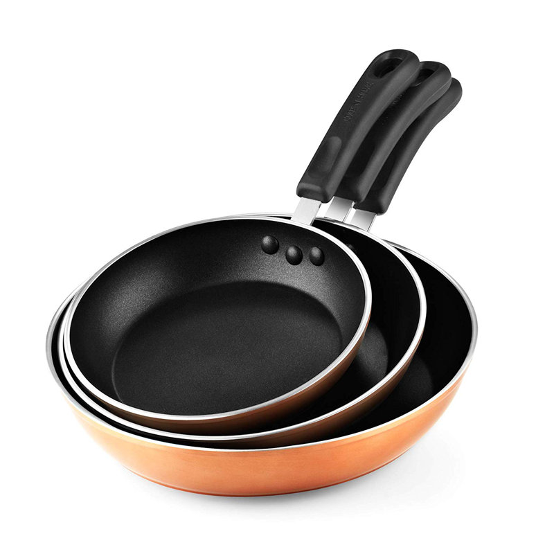 Copper Nonstick Aluminum 3-Piece Fry Pan Set