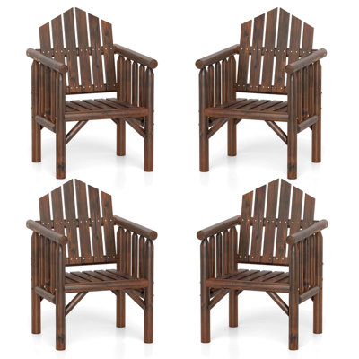 Fauteuil d'extérieur en bois avec accoudoirs et dossier haut inclinable pour porche brun