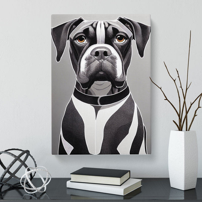 Boxer Dog Geometric - Wrapped Canvas, 50cm H x 35cm W x 3cm D