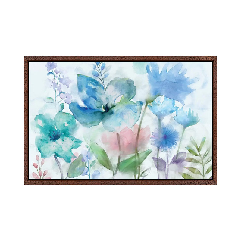 Mingled Blues by Nan - Painting on Canvas, Classic Brown Wood Framed, 101.6 cm H x 66.04 cm W