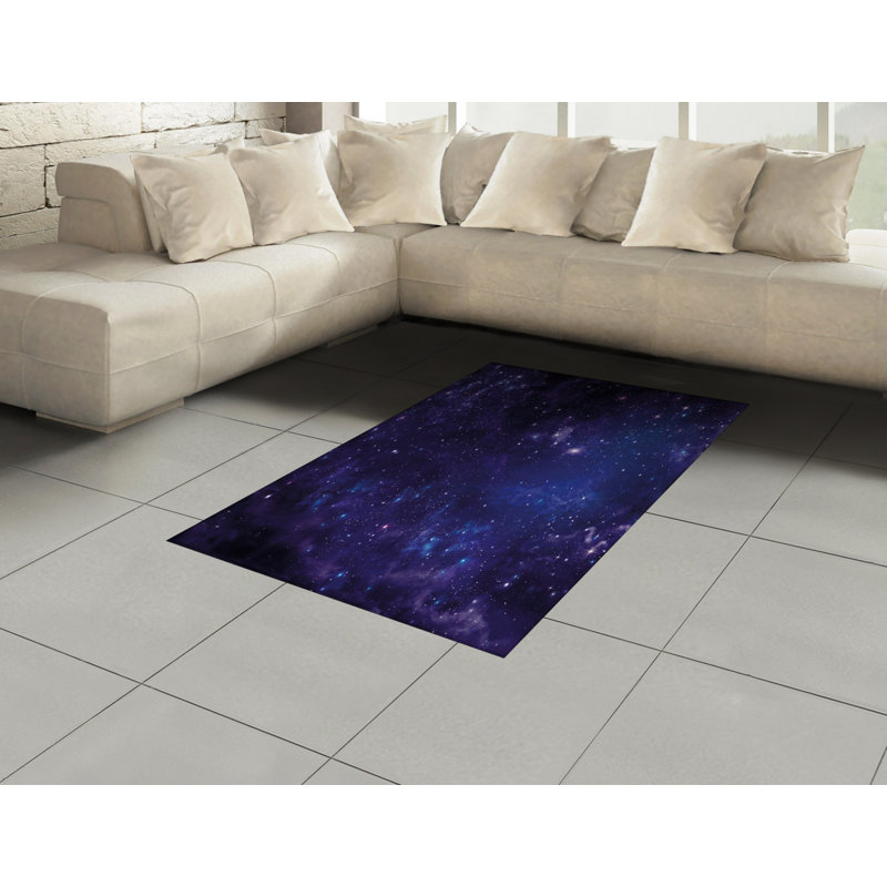 Tapis décoratif à longs fils en fibre de polyester haute densité Galaxy, Rectangle— 4 pi x 5 pi 8 po