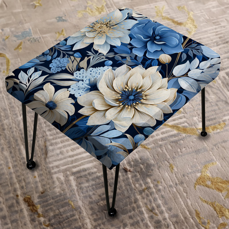 Enchanted Blue And White Peonies Pattern - Floral Rectangle Ottoman