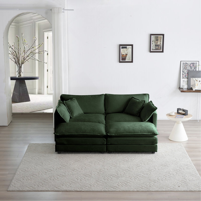 Canapé modulaire rembourré 4 pièces 4 pièces, H 33 po x l 76,7 po x P 35 po, Vert