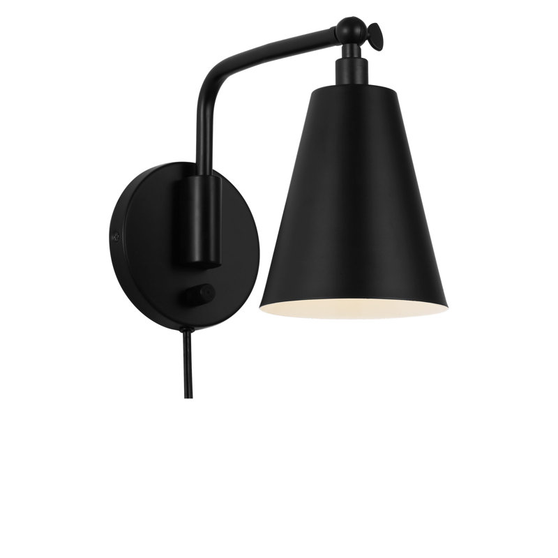 Drae One Light Task Sconce, Midnight Black, No