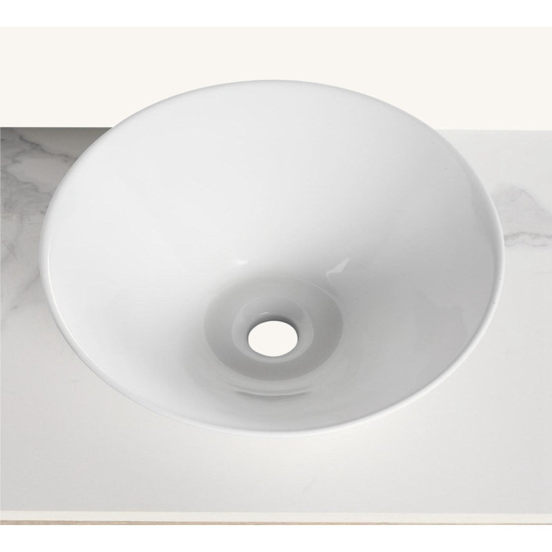 Ceramic Round Above Counter White Bathroom Sink Art Basin
