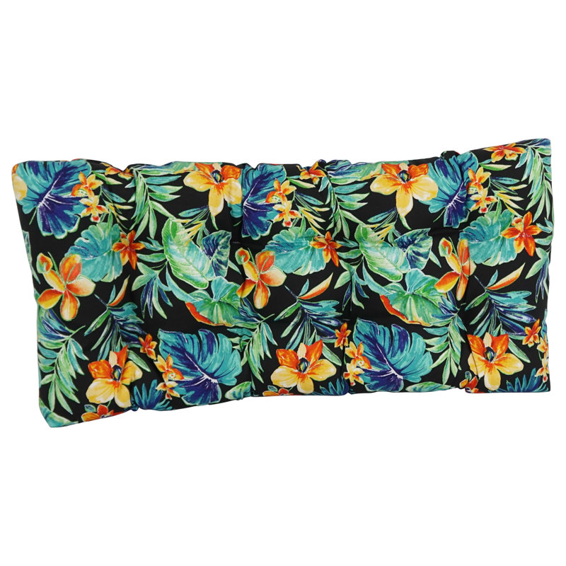 Outdoor 5'' Loveseat Seat Cushion, Black/Blue