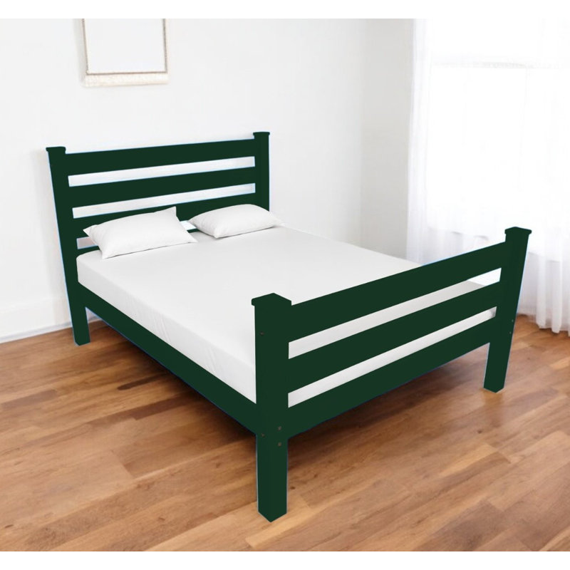 Structure de lit simple en bois massif vert foncé