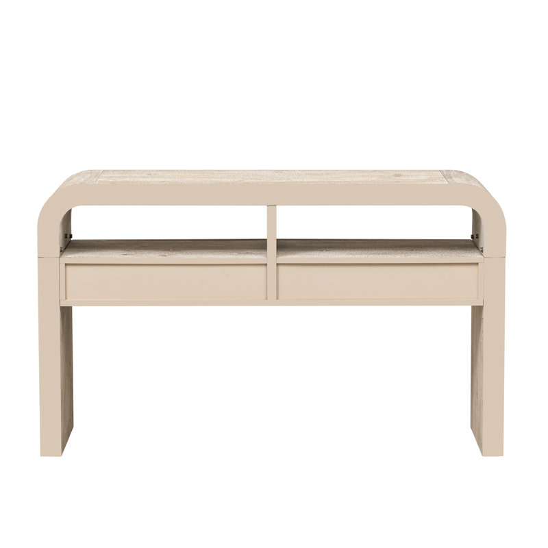 Retro 52" Wood Console Table with 2 Storage Drawers, Natural Wood Wash