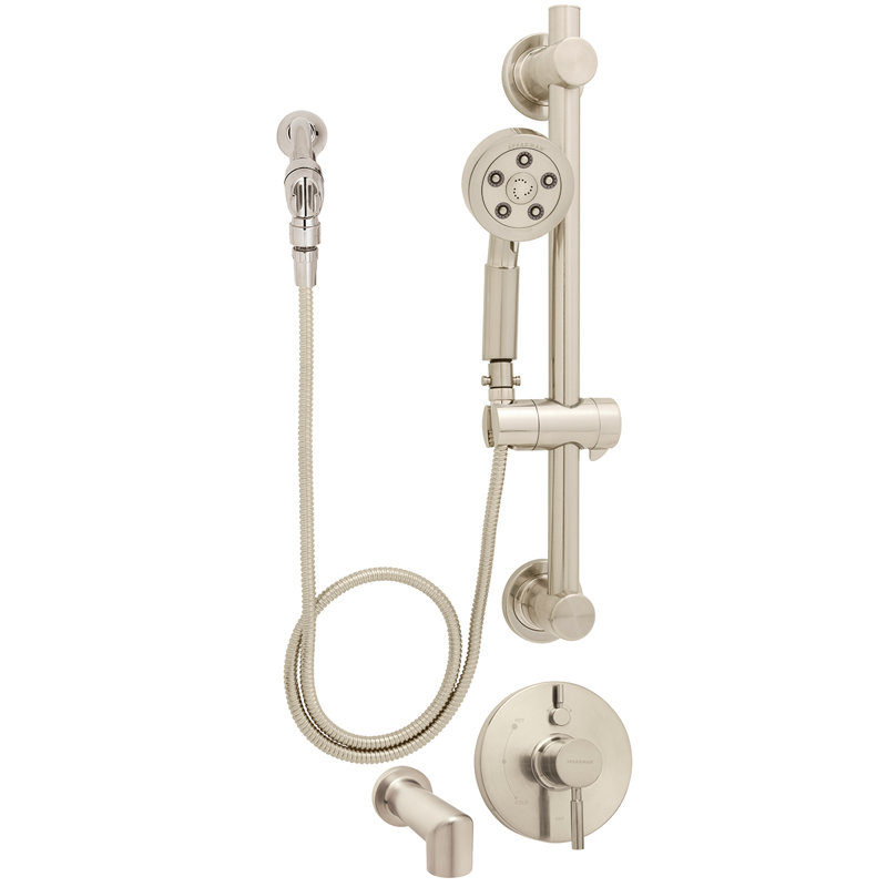 Neo Thermostatic Tub and Shower Faucet, Brushed Nickel