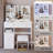 37" Middle Size Left Drawer Desktop Vanity Table, Brightness Adjust LED Mirror and Cushioned Stool-113847146