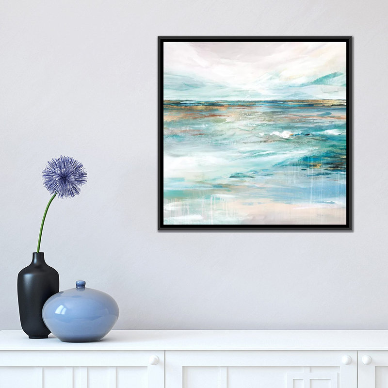 «Midnight Clear II» par Isabelle Z - reproduction d'art, H 18 po x l 18 po x 1,5 po, Toile avec cadre noir, Pas de tapis
