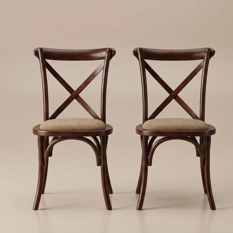 Chaises de salle à manger rembourrées en bois massif 18,3 po, peinture à base d'eau sans assemblage Mid-Century moderne pour salle à manger, ensemble de 2 pièces