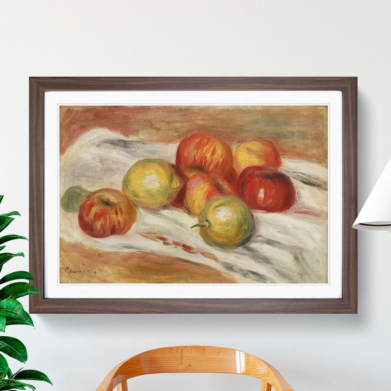 Still Life with Fruits Vol.3 by Pierre-Auguste Renoir - Picture Frame Painting, 48cm H x 65cm W x 2cm D, Walnut