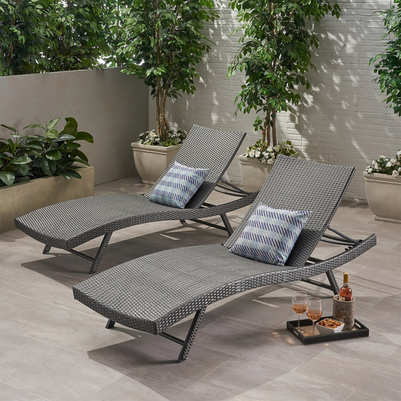 Ensemble de 2 chaises en osier Kauai Pe, Gris