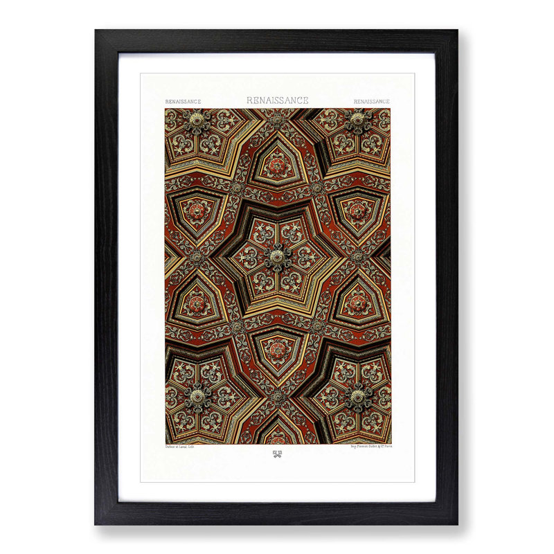 A Renaissance Pattern by Albert Racinet - Picture Frame Painting Print, Black Framed, 48cm H x 36cm W x 2cm D