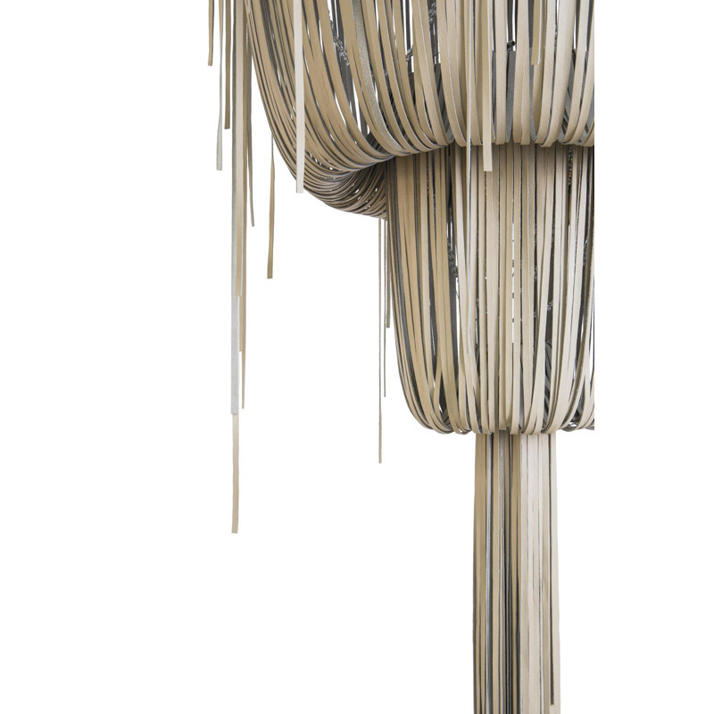 Leather Fringe Chandelier, 78" H x 32" W x 32" D, 5