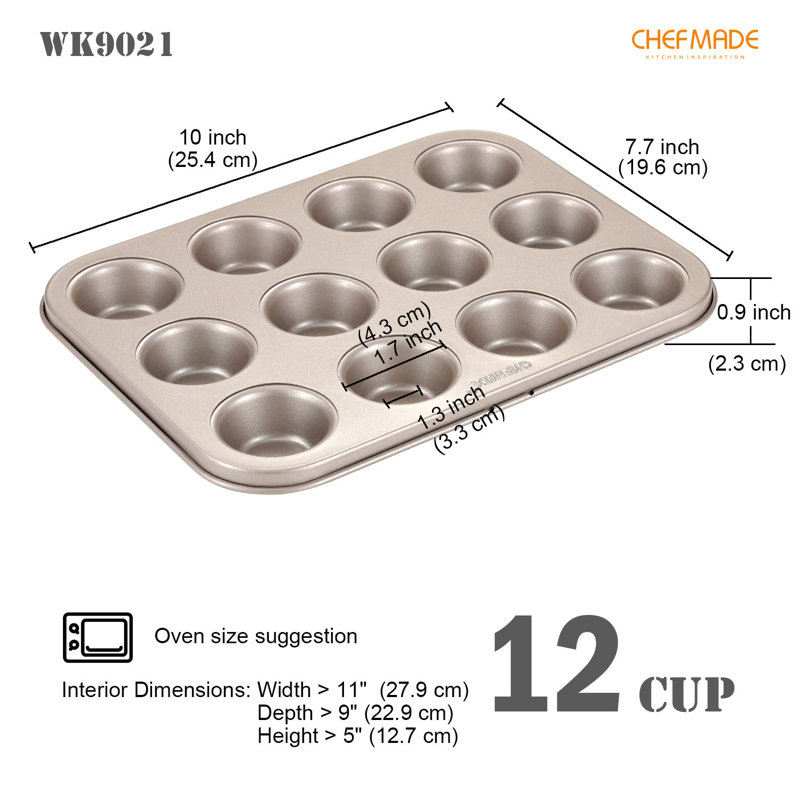 Moule à gâteau à 6 muffins CHEFMADE, H 0,9 po x l 10,1 po x P 7,8 po
