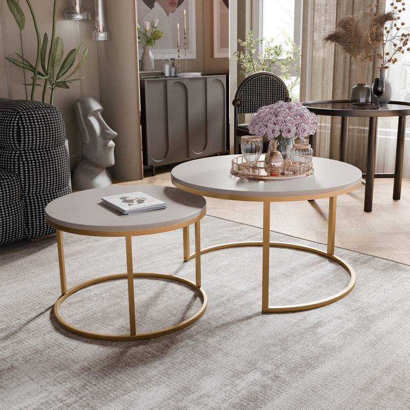Coffee Table with Storage, Cashmere, 48cm. H x 70cm. L x 70cm. W, Gold