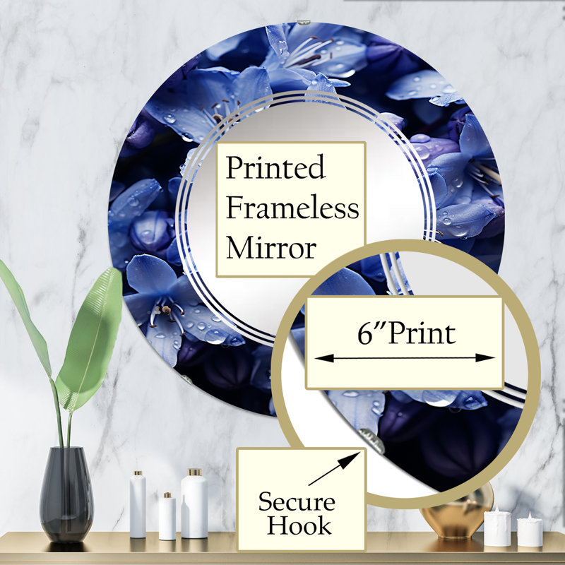Hirondelle - Miroir mural floral rond, 32 po x 32 po