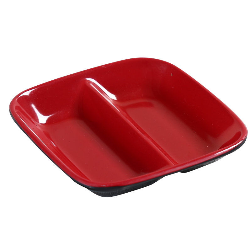 Plat à condiments en mélamine noir et rouge