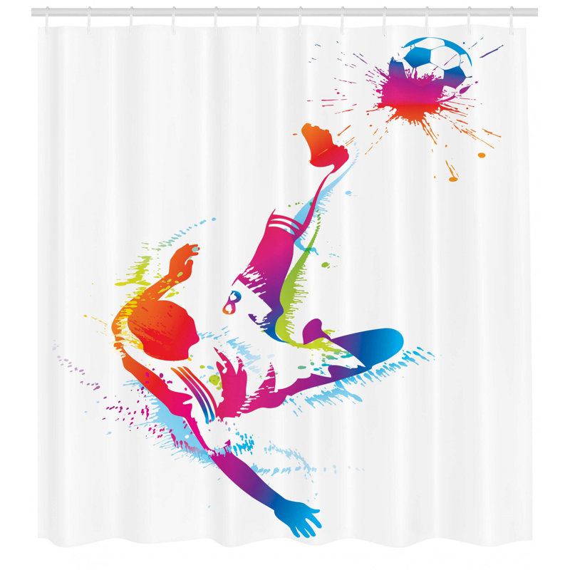 Ensemble de rideau de douche et crochets de football, H 69 po x l 105 po
