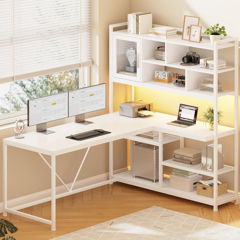 Shellsburg Modular L-Shaped Steel Computer Desk, White