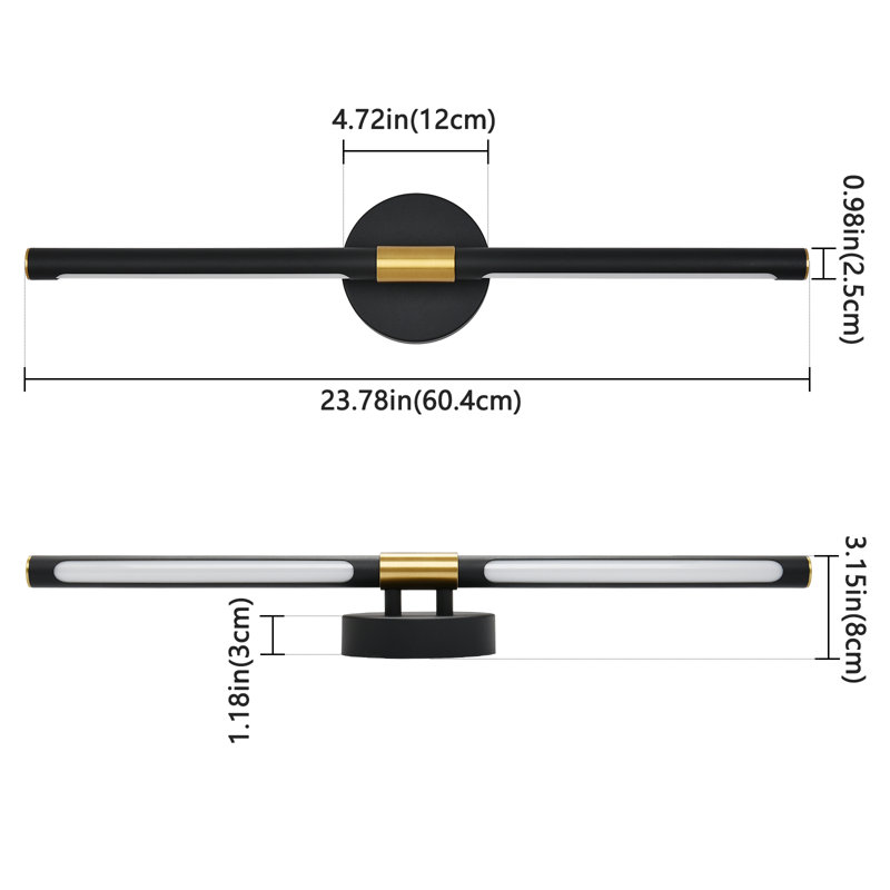 Mykai Dimmable 6000K LED Vanity Light, Black/Brass