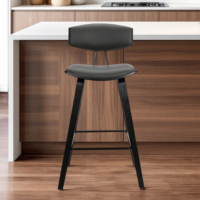 Chaise à dossier bas avec repose-pieds, Tabouret de bar (siège d'une hauteur de 28,5 po), Gris / Noir