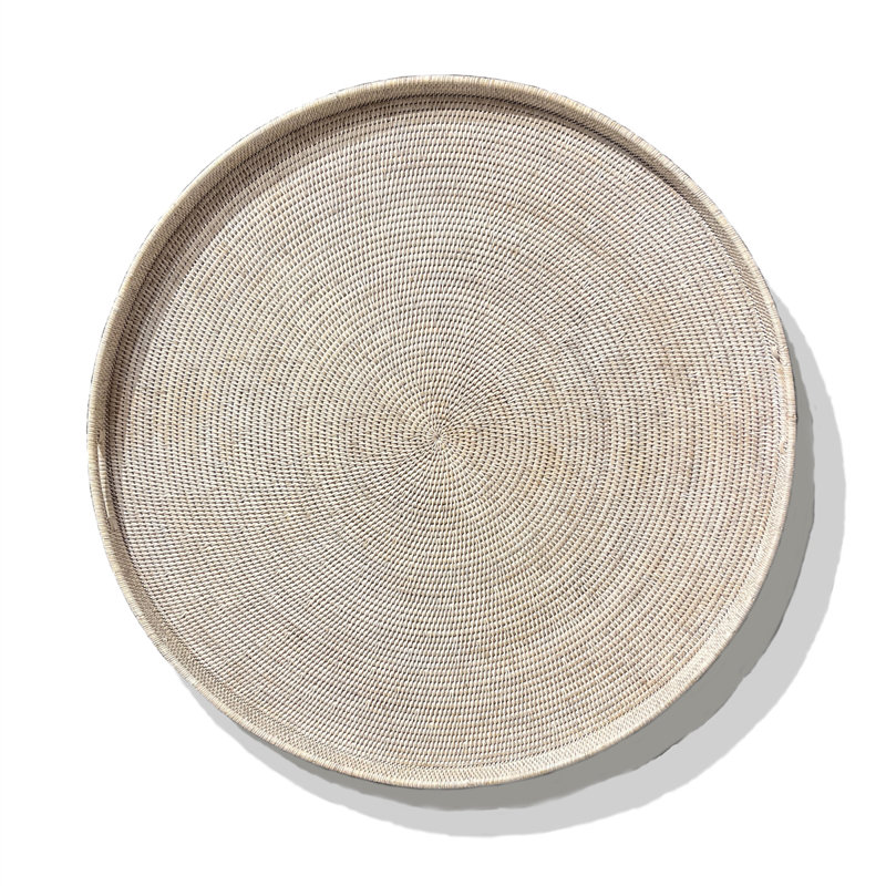 Rattan Tray, White Wash, 2" H x 36" W x 36" D