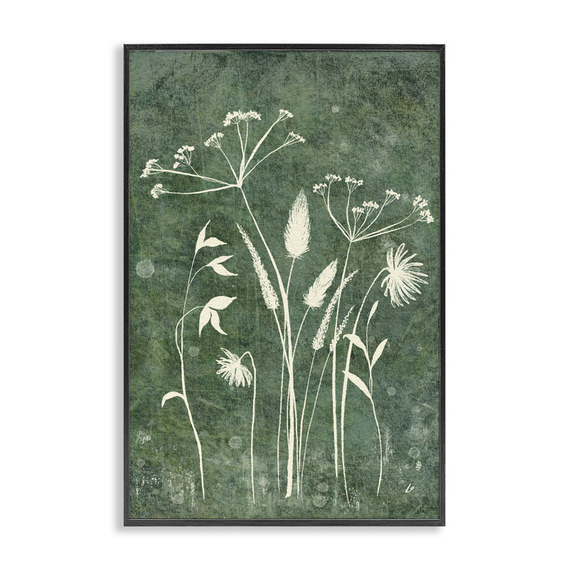  Fleurs sauvages sur fond vert rustique, estampe numérique par Lydia Orange, Giclée encadrée noir minuit, H 24 po x l 16 po