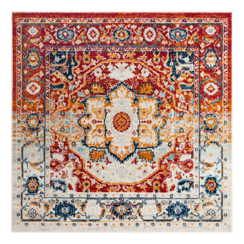 Hagedorn Oriental Area Rug, Square 4', Red