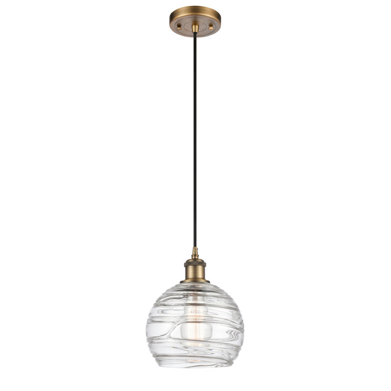 Luminaire suspendu en forme de globe à 1 lumière Mullins, Ampoule non incluse, Laiton brossé, 136.88" H x 13" W x 13" D