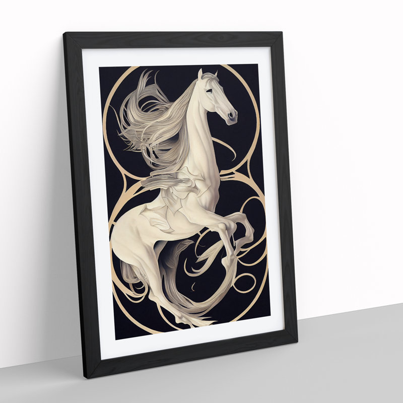XV1022-788X Art Nouveau Horse No.2 - Single Picture Frame Print, 64cm H x 46cm W, Black
