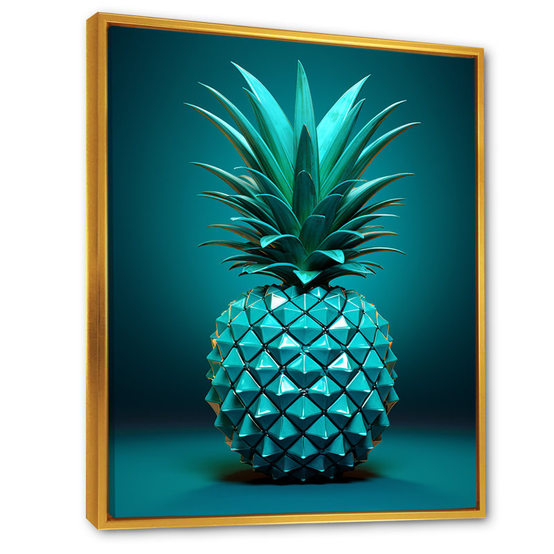 Isométrique isométrique ananas, H 32 po x l 16 po x P 1 po, Cadre flottant doré