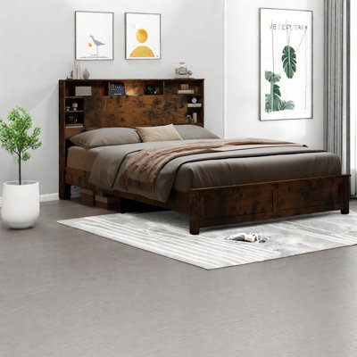 Space-Saving Beds with Storage, Dark Brown Wood, Modern Family Use