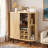 Fluted Wine Bar Cabinet With 8-grid Wine Rack, 5-level Adjustable Shelves, 2 Glass Holders, 4 Hidden Storage Space And Sliding Doors-1826007773