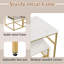 105Cm Modular Coffee Table Set (Set Of 2), Nesting C-Table With Multi-Level Shelves, Wood Grain, Gold & Black-1779457733